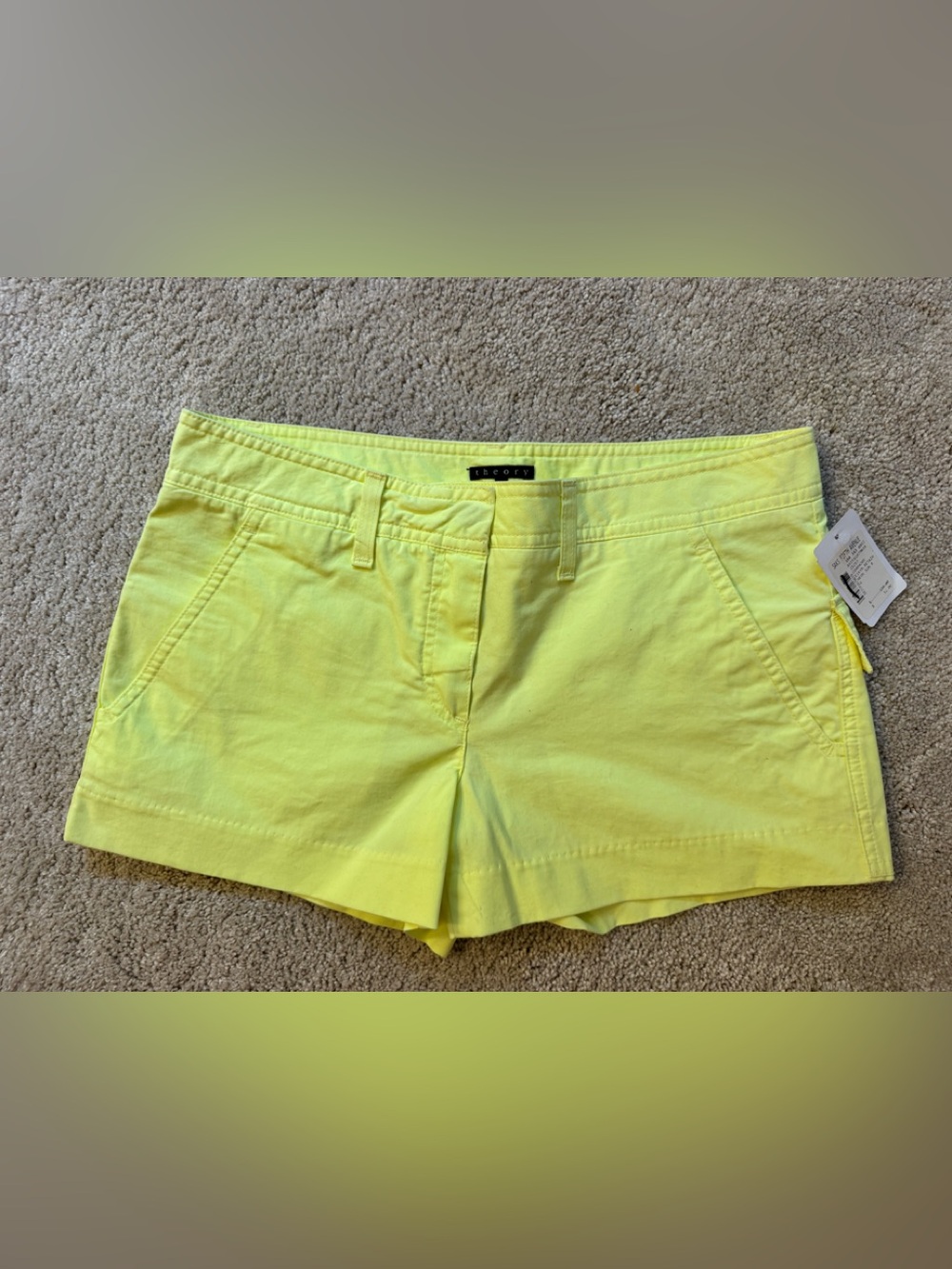 Theory Neon Yellow Cotton Shorts